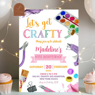 Colourful Crafty Girl Birthday Party Invitation