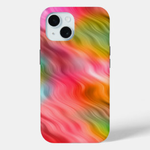 Colourful Crane Flower Wavy Texture iPhone 15 Case