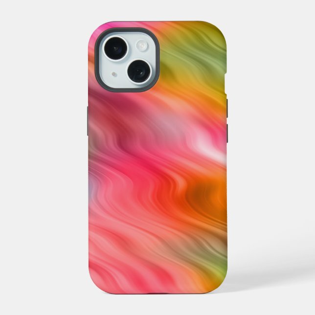 Colourful Crane Flower Wavy Texture iPhone 15 Case (Back)