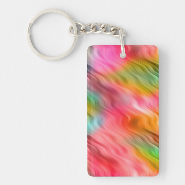 Colourful Crane Flower Wavy Texture Key Ring (Front)