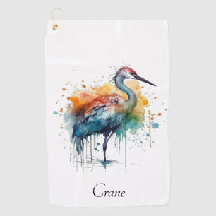 Colourful crane standing in the water customisable golf towel