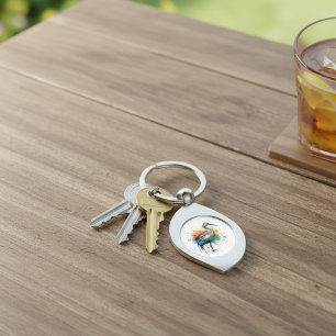 Colourful crane standing in the water  key ring