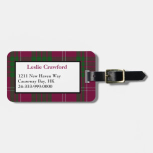 Colourful Crawford Tartan Plaid Luggage Tag