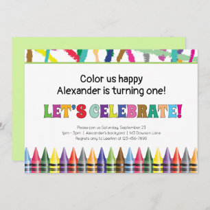Colourful Crayon Any Age Child Birthday Invitation