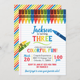 Colourful Crayon Art Party Birthday Invitation