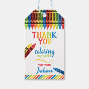 Colourful Crayon Birthday Thank You Favour Gift Tags