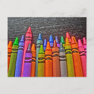 Colourful crayon bright idea postcard