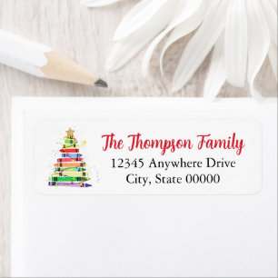 Colourful Crayon Christmas Tree Return Address