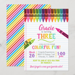 Colourful Crayon Girl Art Party Birthday Invitatio Invitation