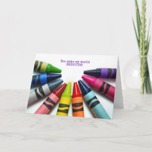 colourful crayon half circle thank you card