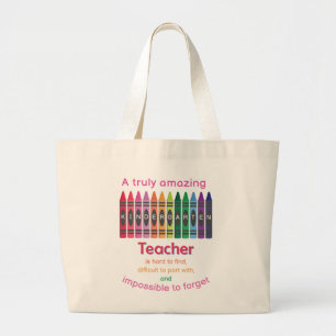 Colourful Crayon/ Kindergarten Teacher Appreciatio Large Tote Bag