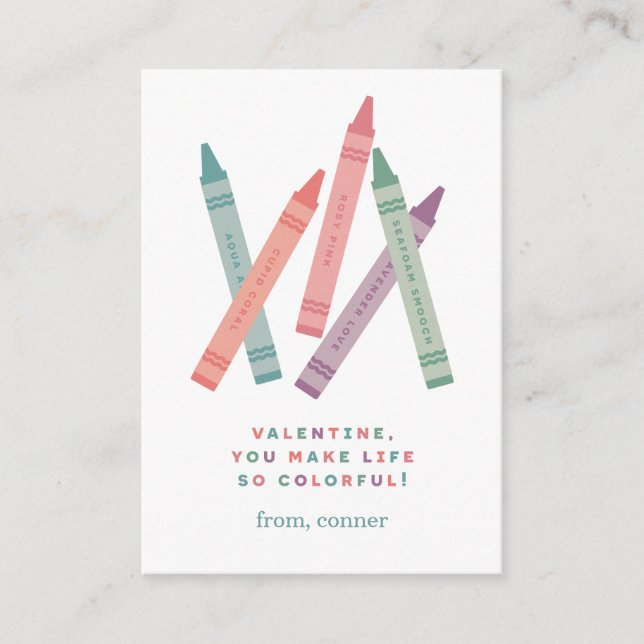 Colourful Crayons Classroom Valentine Card (Front)