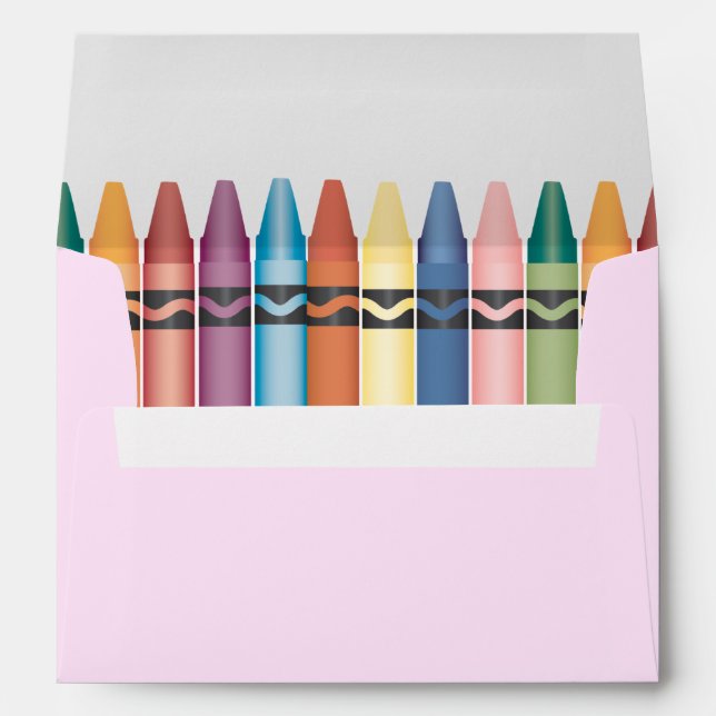 colourful crayons cool teacher return address envelope (Back (Bottom))