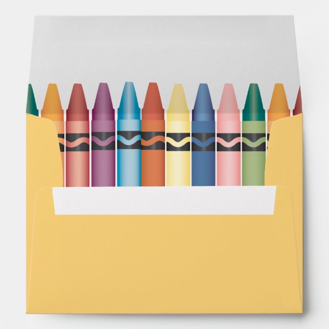 colourful crayons cool teacher return address envelope (Back (Bottom))