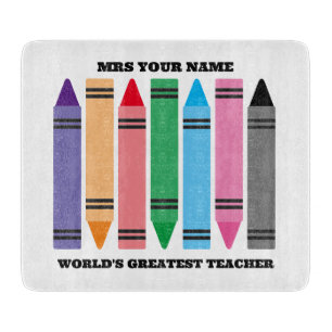 Colourful crayons cutting board for school teacher