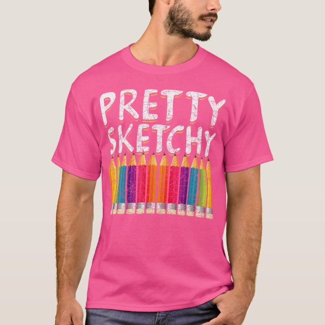 Colourful Crayons Doodling Sketching Drawing Artis T-Shirt (Front)
