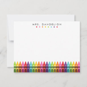 Colourful Crayons Elementary Teacher Stationery Thank You Card