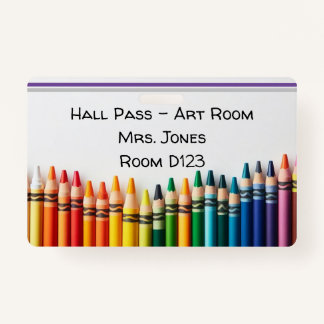 Colourful Crayons Hall Pass ID Badge