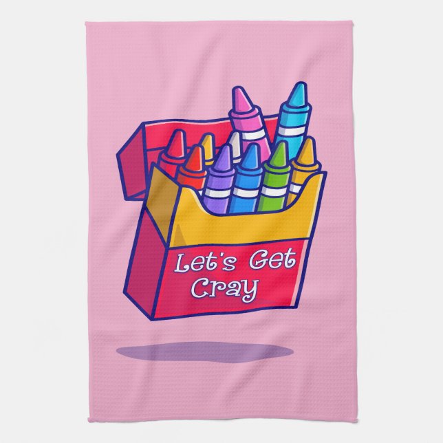 Colourful Crayons Let's Get Cray Tea Towel (Vertical)