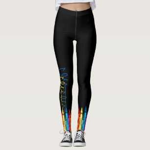 Colourful Crayons on Black Leggings