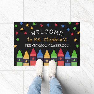 Colourful Crayons Stars Welcome Teacher's Classroo Doormat