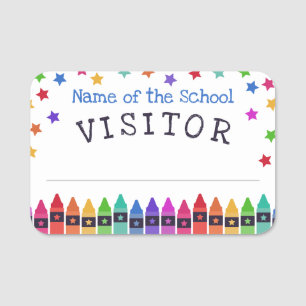 Colourful Crayons Stars Welcome Visitor Name Tag