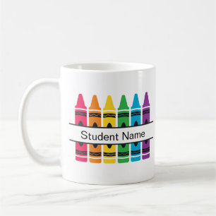 Colourful Crayons Student Name Mug