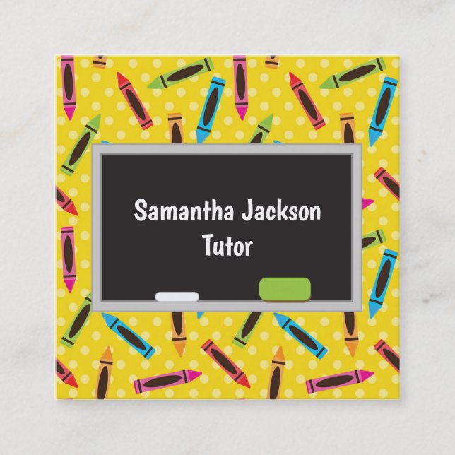 Colourful Crayons Tutoring Square Business Card (Front)