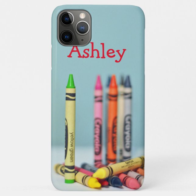 Colourful Crayons with customisable name Case-Mate iPhone Case (Back)