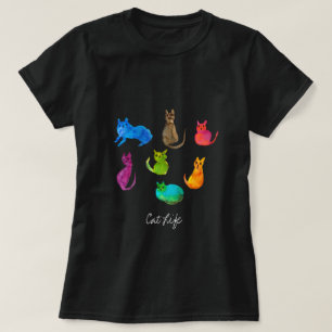 Colourful crazy cats in watercolor T-Shirt