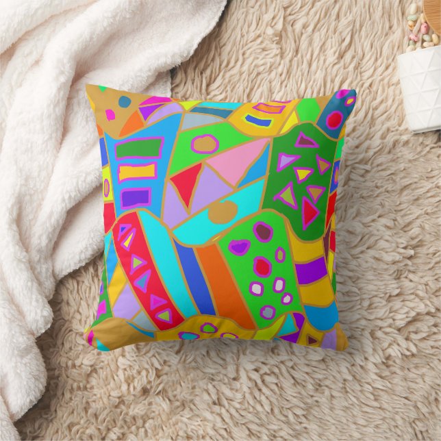 colourful crazy pattern modern art hippy cushion (Blanket)