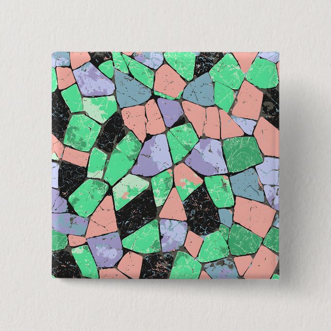 Colourful Crazy Paving Stone Pattern 15 Cm Square Badge (Front)