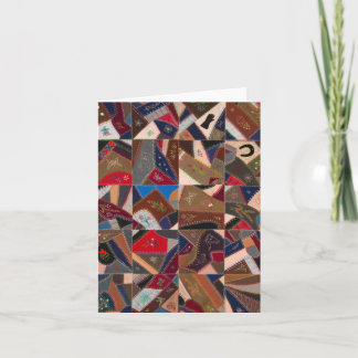 Colourful crazy quilt note card