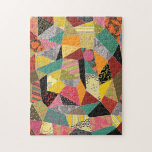 Colourful Crazy Quilt Patchwork Pattern Jigsaw Puzzle