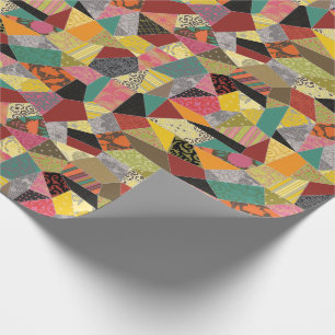 Colourful Crazy Quilt Patchwork Pattern Wrapping Paper