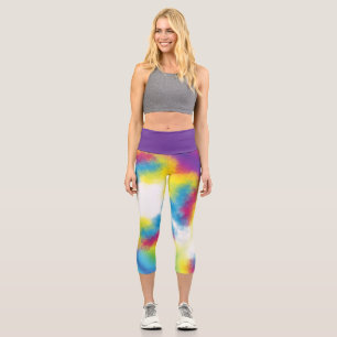 Colourful, Crazy, Trendy, Bold Abstract Capri Leggings