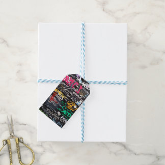 colourful crazy writings gift tags