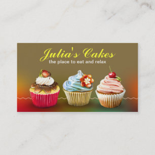colourful creamy cupcakes business card