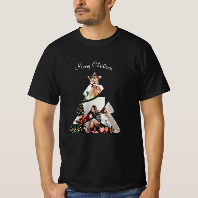 Colourful Creative Minimal Christmas Tree Photo T-Shirt (Front)