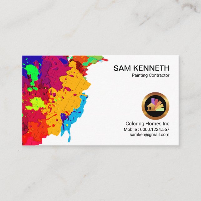 Colourful Creative Paint Splatter Peeling Paint Business Card (Front)