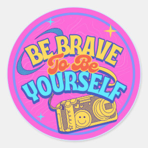 Colourful Creative Retro Minimalist Fashion Quotes Classic Round Sticker
