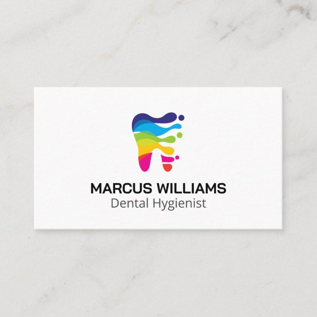 Colourful Creative Tooth Logo | Dental Business Card (Front)