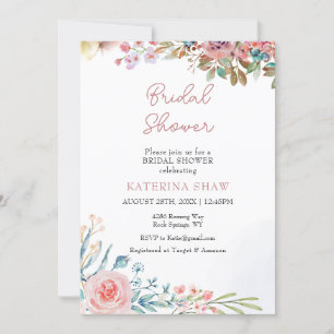 Colourful Creative Watercolor Bridal Shower Invitation