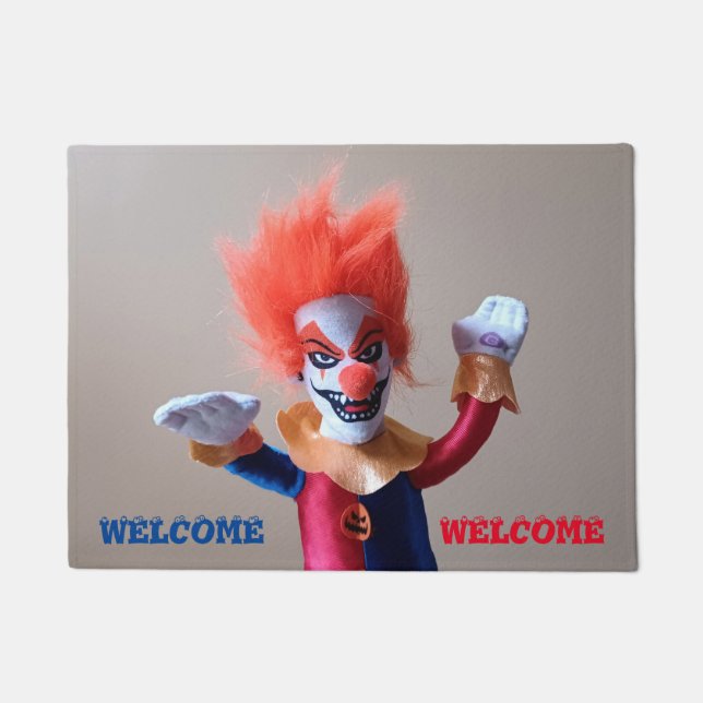 Colourful Creepy Scary Clown Doormat (Front)