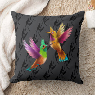 Colourful Crested Hummingbirds in Flight Cushion