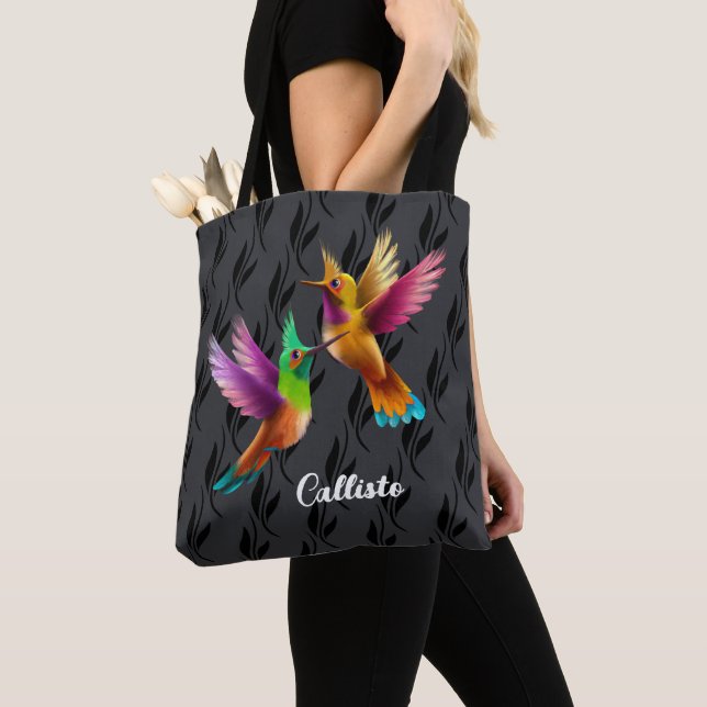 Colourful Crested Hummingbirds in Flight Tote Bag (Close Up)