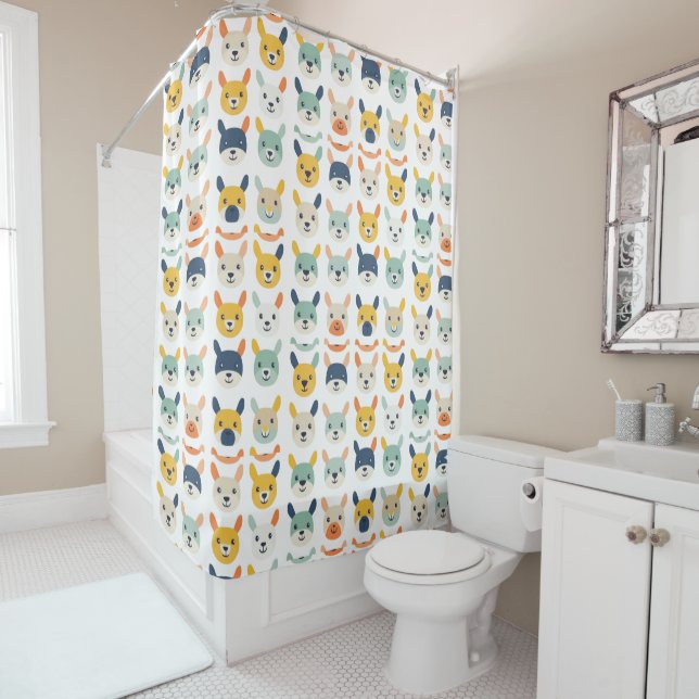 Colourful Critters Shower Curtain (In Situ)