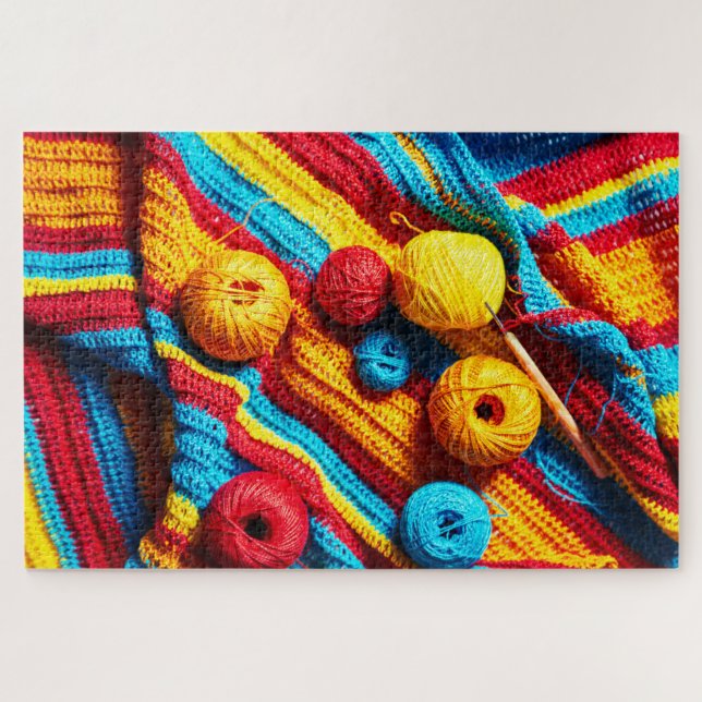 Colourful Crochet Craft Thread Yarn Needlework Jigsaw Puzzle (Horizontal)
