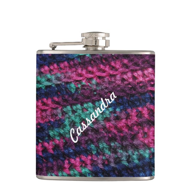 Colourful Crochet Hip Flask (Front)