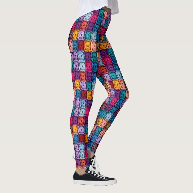 Colourful Crochet Squares Leggings - Pretty (Right)